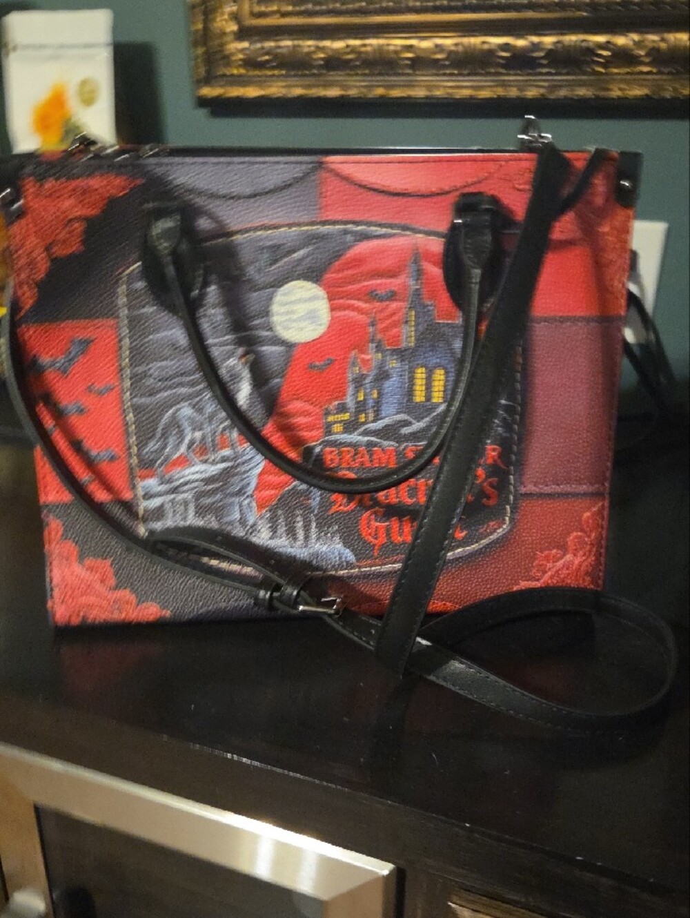 Dracula's Quest Red and Black Tote Bag In Genuine Leather Brand New! - Picture 4 of 7
